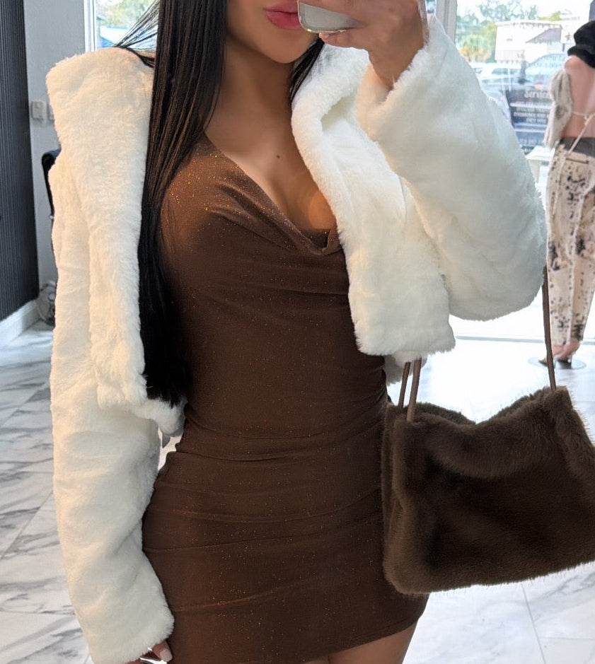Mini Faux Fur white coat