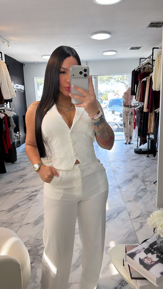 Elegant rhinestone white set