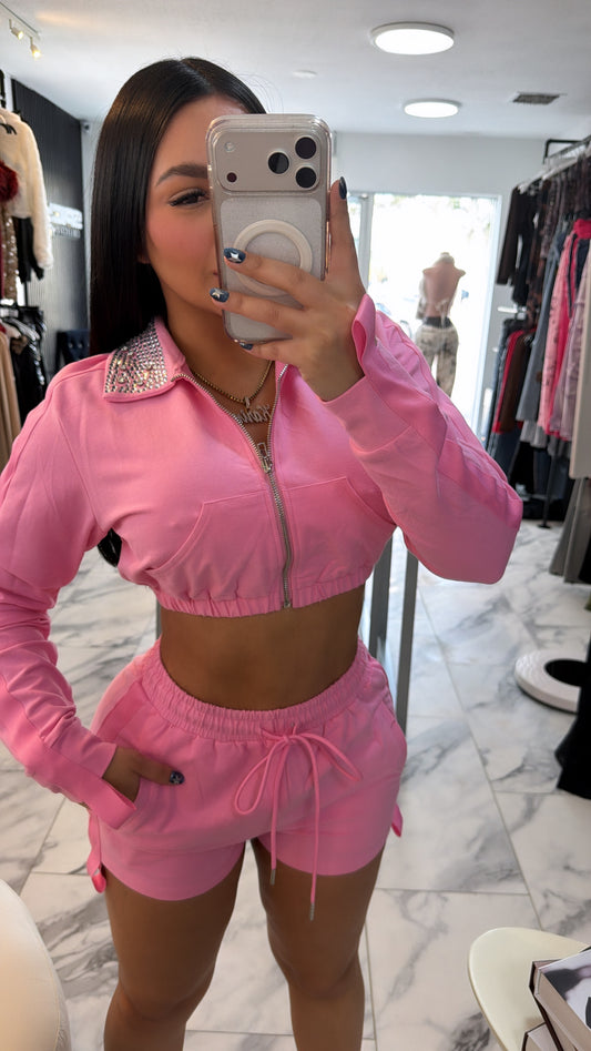 Rhinestone pink set